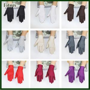 Fitow Woman Gloves For Summer Sunscreen Driving Gloves Female Thin Cotton Sweet Solid Color Non-Slip Touchscreen Breathable