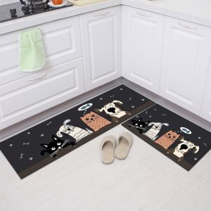 พรมห้องครัว โคลนไดอะตอม ทนคราบน้ํามันและไม่ลื่น พรมเช็ดเท้าห้องน้ำ(ขนาด120x40+60x40cm)