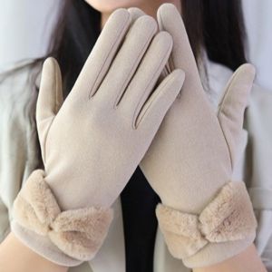 WAPKTY Vải mềm Găng tay giữ ấm mùa đông Thiết kế nơ Chất liệu Dralon Găng tay kín ngón Mềm mại Việc sử dụng khi lái xe Găng tay cảm ứng Hoạt động ngoài trời