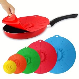 Heat Resistant 5pcs Silicone Bowl Lids Set - Reusable Suction Covers for Bowls Cups Plates Pots Pans - Food Contact Safe Microwave Splatter Guards Kitchen Essentials