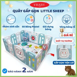 Quây cũi nhựa Little Sheep gấp gọn TẶNG 100 BÓNG + THẢM + VÒNG BỎNG RỔ mẫu gấp gọn mới nhất siêu rẻ