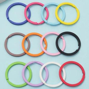 30mm DIY Jewelry Split Ring Keychain 10/50PCS Metal Colorful Round Flat Line Keyring Openable Carabiner Handmade Making Keychain
