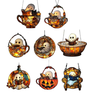 Acrylic Halloween Window Hanging Decors For Indoors Outdoor Fall Parties Home Decoration Durable Unbreakable Design