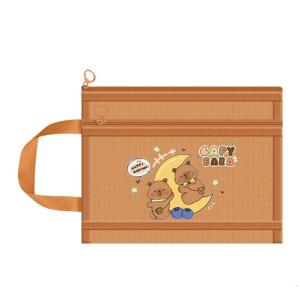 A4 A 5 A6 Capybara File Folders Zippers Pouch Double Layer Document Bag School Office Supplies Storing Documents Files