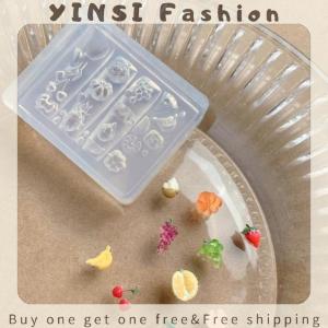 YINSI 3D Fruit Silicone Nail Mold Sweet Flower Petals DIY Design Manicure Template Carving Nail Art Stencil Soft Stamping Mold Tools