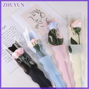 ZHUYUN 10pcs Single Rose Sleeves Flower Wrapping Bag Bouquet Packaging Bags Clear Cellophane Floral Wrappers For Valentines Day