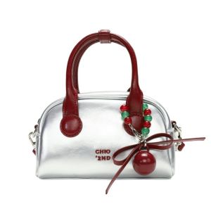 LANGJ วินเทจ หมอนกระเป๋าถุง ลำลองแบบสบายๆ หนังพียู กระเป๋าถือสีเงิน ง่ายๆ แฟชั่นสำหรับผู้หญิง กระเป๋าบอสตัน สาวๆ