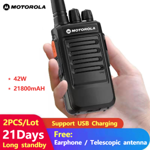 Motorola Walkie Talkie UHF 42W 21800mAH 8KM 25Days Long Standby USB Charging Super Volume With Listener Key Free Headphones RT-711 [2PCS/Lot]