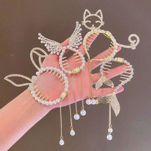 Follow Get New[Beautiful SS] Elegant Hair Claw Head Ponytail Buckle Ponytail Buckle Rhinestone Tassel Shark Clip Hairband Hair Clip Headdress
