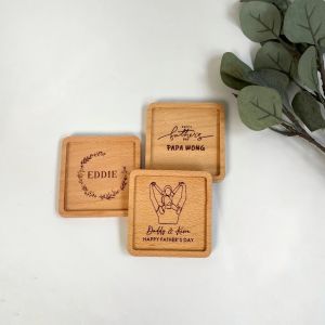 [SG] Personalised Customised Engraved Wooden Coaster Teachers Day Gift Corporate Gift Birthday Gift Office Desk Decor