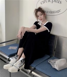 Polo V-Neck Knitted Midi Dress