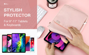 MoKo 9-11 Inch Tablet Sleeve Bag Fits IPad Air 5 10.9 Inch 2022 IPad Pro 11 2021-2018 IPad 10.2/Air 4 10.9 IPad 9.7 Tab S8 2022/Tab A 10.1 Handle Carrying Case with Shoulder Strap
