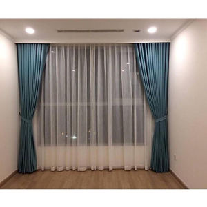 Rèm giá rẻ màu xanh che cửa sổ cửa chính rèm che gác trọ