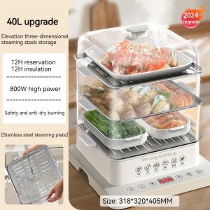 [SG STOCK] 40L MultiFunction Steamer Cooker Steamers Integrated Three-layer 3 Layer Multi Purpose Food Steamer Super large Egg Steamer With Stainless Steel Multi Function 3 Layer Food Steamer Stainless Steel Cooker Steamer