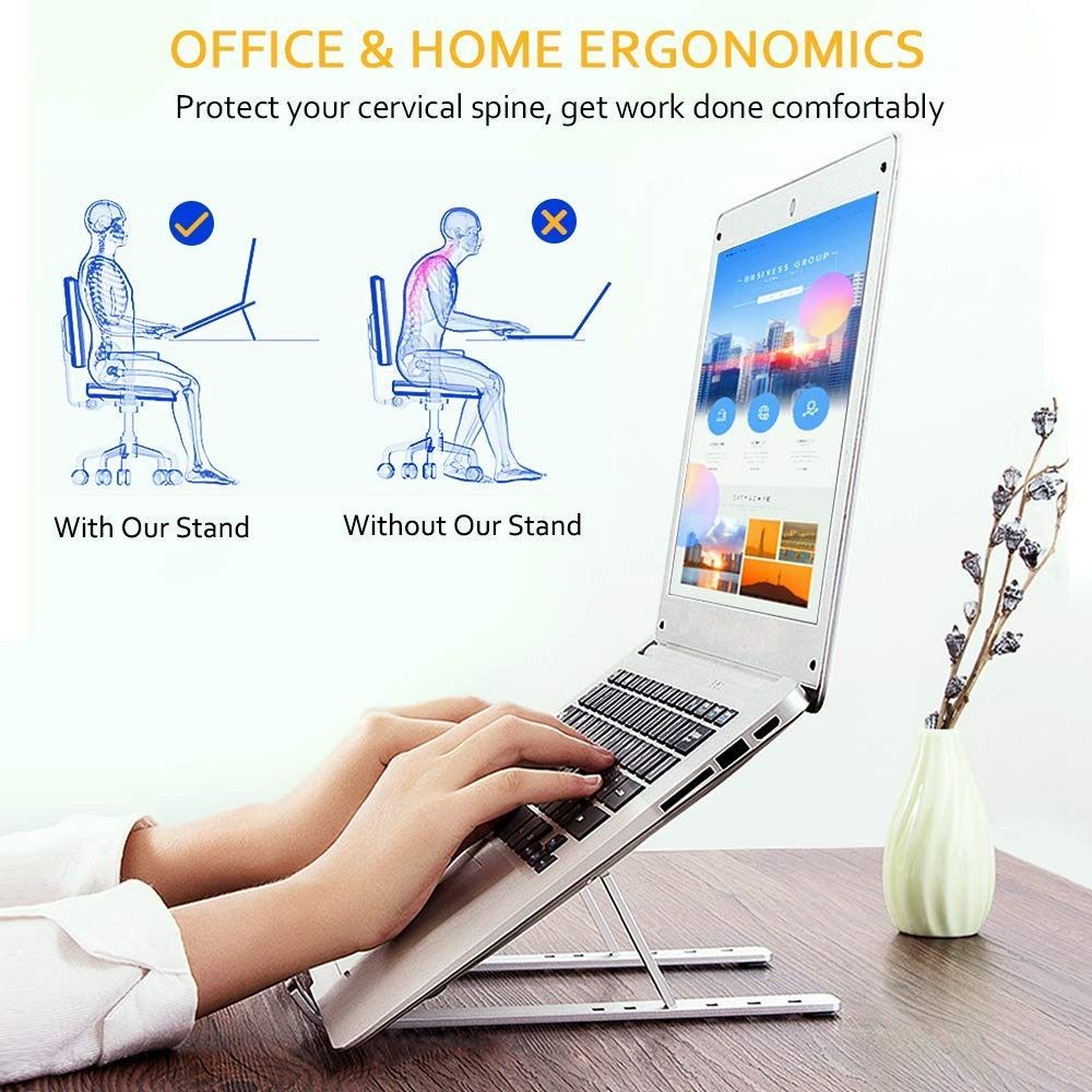 Suporte portátil ajustável para laptop, antiderrapante, com sistema de resfriamento, para computador, notebook, iPad e desktop.
_voghion.com