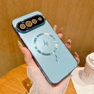 Luxury Straight Edge Magnetic Plating Case For Google Pixel 11 10 9 Pro XL 8 7 6 10A 9A 8A 7A 6A For Magsafe Flash Charge Cover