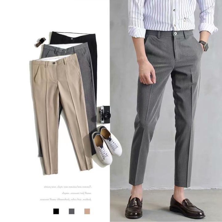 Men Cropped Pants Business Trousers Men Long Pants Men Casual Pants | eBay