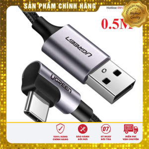 Cáp sạc dữ liệu USB-A to USB Type-C bẻ góc 90 độ dài 0.5M Ugreen 50940 cao cấp (hỗ trợ sạc nhanh)