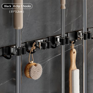 Fypo lau và giá treo chổi treo tường chổi giá treo cây lau vệ sinh giá lưu trữ không gian bằng nhôm chịu lực móc treo đồ nhà bếp Túi sắp xếp phòng tắm