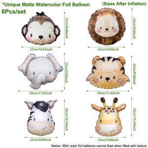 Cartoon Animal Wild One Banner Pattern Latex Balloon for Jungle Safari Theme Party Decorations