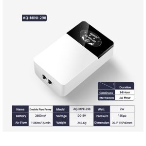 Aquawing Air Oxygen Pump Battery AC Mode Aquarium Fish Tank USB Rechargeable Outdoor Portable Fishing Silent Long Duration Strong