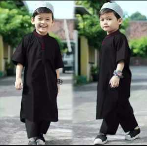 "Izdihaar store77" Baju Koko Anak Laki Laki Model Pakistan Lis Jubah Gamis Anak Bonus Peci