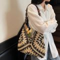 MILDPETAL Dung lượng lớn Túi cói Khoét rỗng Bohemian Túi đeo vai Thường ngày Túi xách đi biển cho kỳ nghỉ ở bãi biển. 