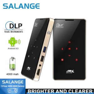 Salange P8 DLP mini projector 4k full hd singapore Bluetooth WiFi Android 9.0 4000mAh batterySupport 4K Miracast Airplay Mobile Projector portable Video Beamer