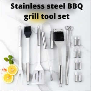 9 PCS STAINLESS STEEL BBQ GRILL TOOL SET with Nylon Bag/9 PCS STAINLESS STEEL BBQ GRILL TOOL SET dengan Beg Nylon