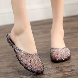 Free Shipping New Summer Crystal Slippers For Women Featuring A Hollow Design Suitable For Indoor Use The Bathroom And Showering Also Available As Half-Slippers For Outdoor Wear