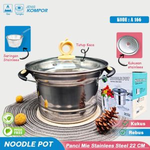 Noodle Pot Panci Mie 3in1 Stainless Steel - Panci Penggorengan Mie/Kentang Multifungsi 3in1
