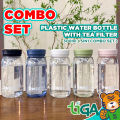 TIGA COMBO 5PC 300ml Plastic Water Bottle With Tea Filter Leak Proof Mini Pocket Size Cute Kids Botol Air Kecil TG00024. 