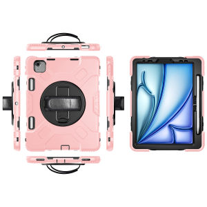 Case Armor For iPad Air 11 inch M2 2024 TD0202 Hard Cover Shoulder Strap TRIPLEDI Casing Silicone Bumper Kickstand TPU Stylus Pen Slot Full Protection Heavy Duty Rugged A2902 A2903 A2904
