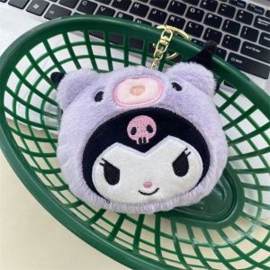 Kawaii Sanrio My Melody Kuromi Pochacco Plush Wallets Coin Purse Pendant Headset Storage Bag Cartoon Doll Keychain Ornaments
