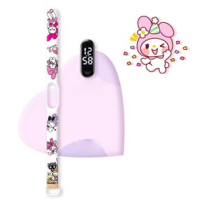 Sanrio Digital Watch Anime Sanrio Melody Student Silicone Electronic LED Wristband Kids Puzzle Toys Children Birthday Gifts
