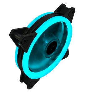 พัดลมระบายความร้อน12cmพัดลมคอมDual Ring RGB Cooling Fan พัดลมแสงสะท้อนสีสันสดใส พัดลมระบายความร้อนคอมพิวเตอร์