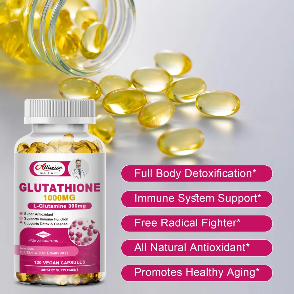 Alliwise Glutathione kapsul Milk Thistle Extract Vitamin C Anti-penuaan, Peningkatan Kekebalan, Detoksifikasi
