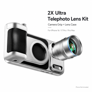 For IPhone 16/17 Pro/ Pro Max 2X Telephoto Lens Camera Grip Kit Magnetic Lens Case