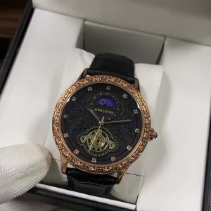 Kingston brand live-streaming hit product: vintage engraved moon phase high-end imitation mechanical watch mens waterproof quartz watch wholesale