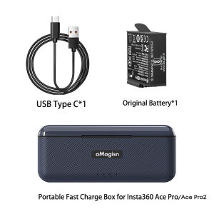 【Malaysia STOCK】amagisn For Insta360 Ace Pro2/Ace/Ace Pro Fast Charging Box 3 Slots Battery Charging Box and Replaceable 1800mAh Original Battery