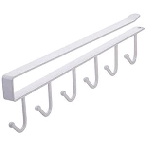 Ready Stock High Quality Under Shelf 6 Hooks Holder Kitchen Cabinet Under Shelf Storage Rack Organizer Hook Black White