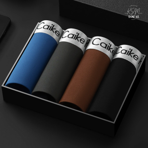 (4 Pieces In 1 Pack- Black+ Grey+ Blue +Brown) Men Underwear Boxer Soft Elastic Breathable Antibacterial Seluar Dalam Lelaki