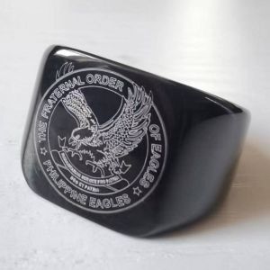 High Polished Vacuum Engraved Pure Stainless Steel Kuya Eagles Ring Size 6-13