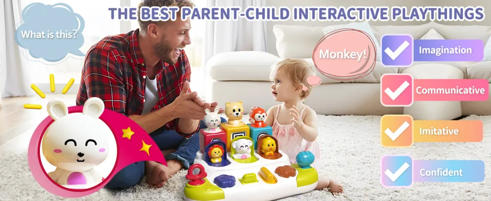 GOODWAY Baby Pop Up Animal Toy Early Learning Development Montessori  Sensory Toy Interactive Toys for Kids