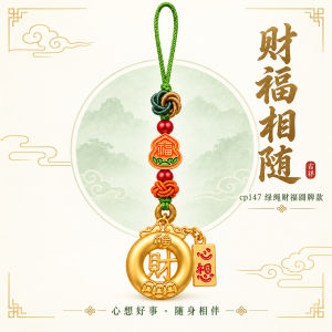 已开光 招财钥匙扣 手机链 礼物 Fortune-Taking Keychain Mobile Phone Chain Gift 加工定制国潮钥匙扣彩绘葫芦牌搭配财字平安扣手机链公司员工福利