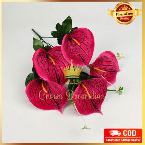 Bunga Anturium Acc Cabang 5 Artificial - Bunga Panda Calalili Aron bunga sepatu Hiasan Dekorasi Plastik Pernikahan Premium artificial import murah