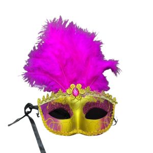 Halloween Masquerade Feather Mask Led Flashing Porm Party Cosplay Dress Topeng Muka