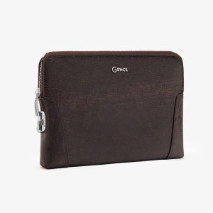 Ví Cầm Tay Clutch Nam GENCE CK11 Da Bò Khóa Số Cao Cấp Màu Nâu Phụ Kiện Vàng Hoặc Bạc