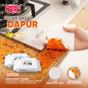 [BEC] Tisu Basah Dapur Isi 80 Pcs Pembersih Minyak Praktis Kain Lap Dapur Basah Pembersih Kompor Tissue Serbaguna