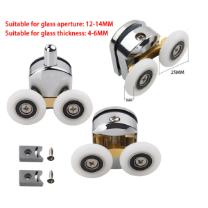 2pcs 25mm Shower Door Track Roller Aluminum Alloy Shower Sliding Door Roller Top Bottom Round Wheels